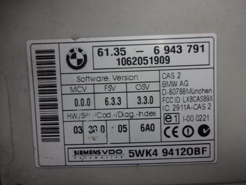 Módulo de control del CAS BMW 61356943791 61.35-6943791 5WK494120BF