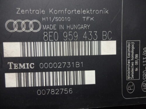 Modulo Electrónico Confort  Audi A4 8E0959433BC 8EO959433BC TEMIC 00002731B1