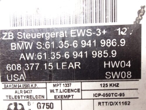 Unidad de control BMW 613569419869 61.35-6941986.9 613569419859 61.35-6941985.9