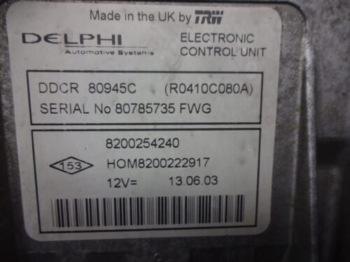 Centralita del motor RENAULT DDCR R0410C080A 8200254240 8200222917