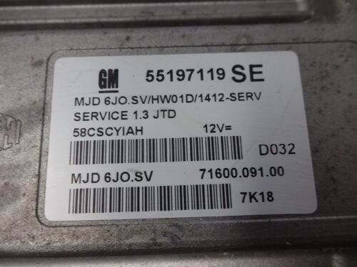 Centralita del motor OPEL MERIVA 55197119 SE 55197119SE MJD6JOSV 7160009100
