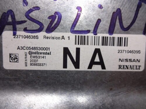 Centralita del motor RENAULT NISSAN 237104638S 237104639S A3C0548530001 EMS3141 NA