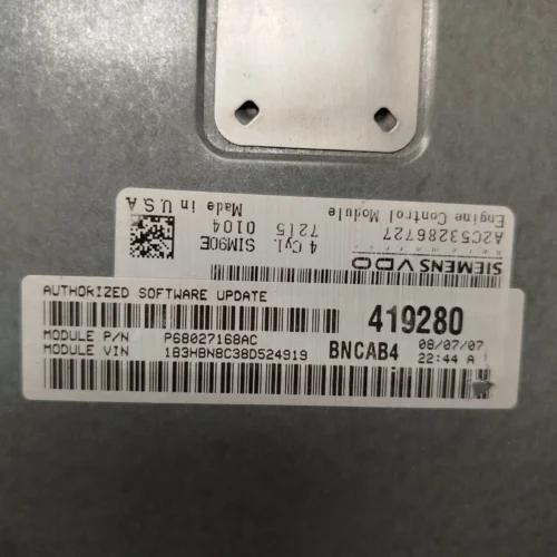 Centralita de motor DODGE CALIBER P68027168AC BNCAB4 A2C53286727