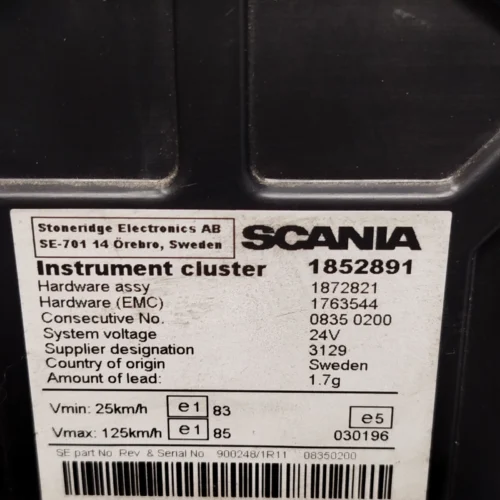 Cuadro de instrumentos SCANIA 1852891 1872821 1763544