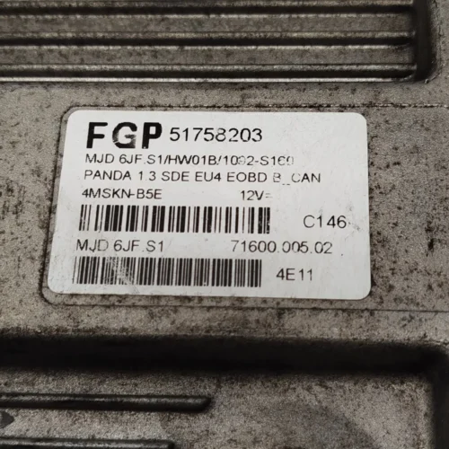 Centralita del motor FIAT PANDA 51758203 MJD6JFS1 7160000502